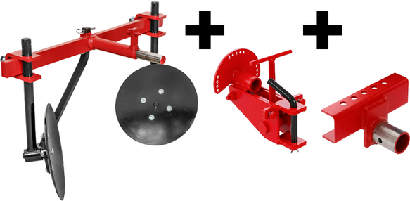 AgriEuro Premium Butteur à disques AS2-5D avec attache rapide réglable et barre porte-outils - Pour motoculteurs de 6 à 10 CV