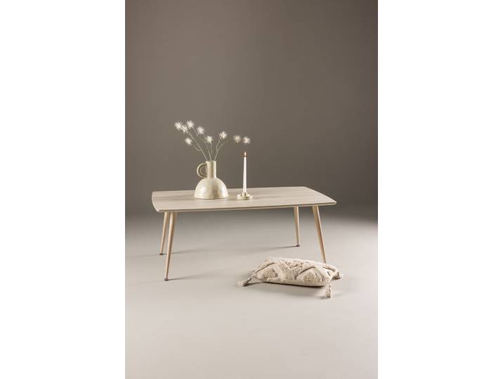 Couchtisch VENTURE HOME Plaza, rechteckiger Couchtisch in hellem Whitewash, 120 × 70 cm , weißgewaschen, weißgewaschen, B:70cm H:46cm T:120cm, Tische, Couchtisch, Sofatisch, MDF, Stahlbeine, rechteckig, hell, modern