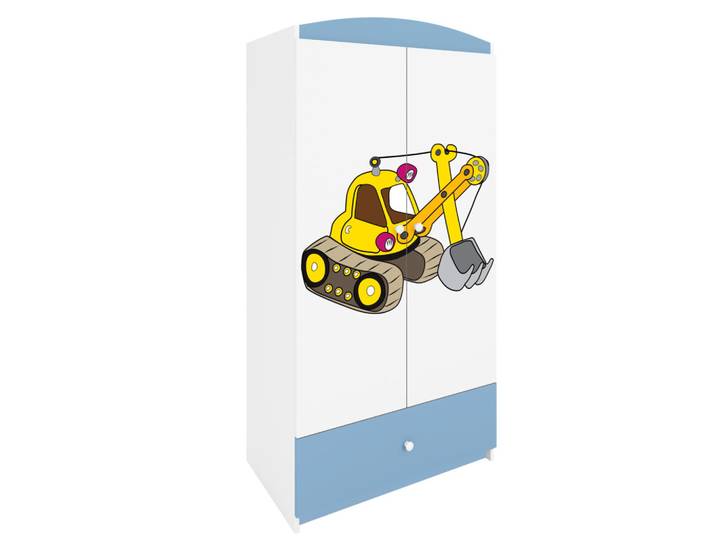 Raumhirsch Furniture Kinderkleiderschrank Excavator, Blau, Rechteckig, 90x175x52 cm, Babymöbel & Kindermöbel, Babyzimmer, Babykleiderschränke