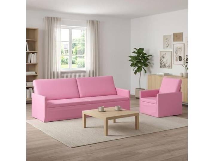 Sofa-Set 2 pcs Rosa Stoff Metallrahmen,Schaumstofffüllung,Kissen-Rücken-Design,Polyesterstoff,pflegeleicht,Montage zu zweit