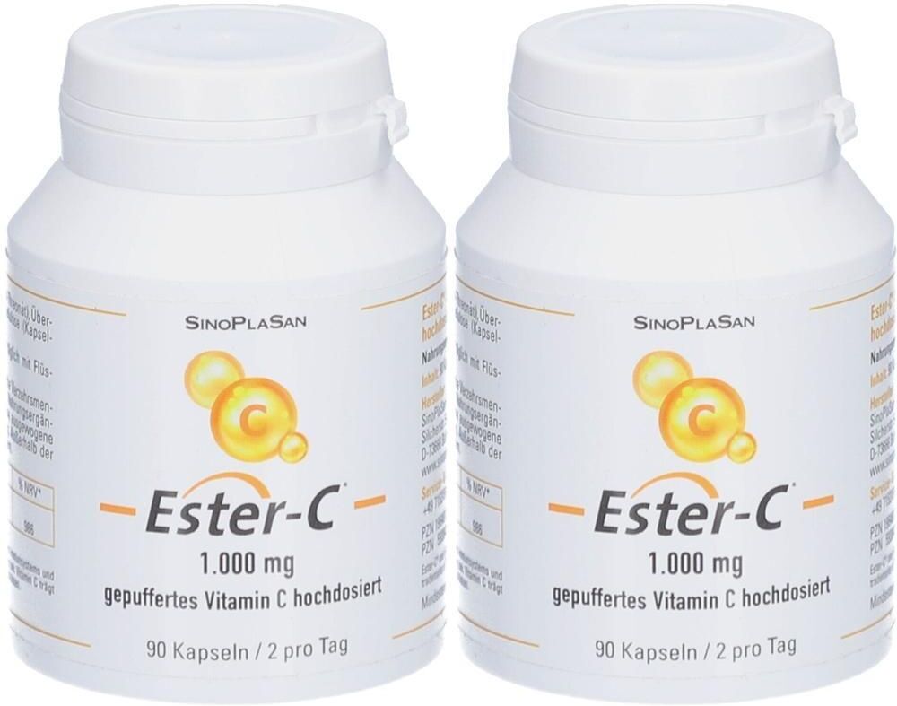 SinoPlaSan Ester-C 1000 mg gepuffertes Vitamin C hochdos.HKP 2x 2x90 St Hartkapseln