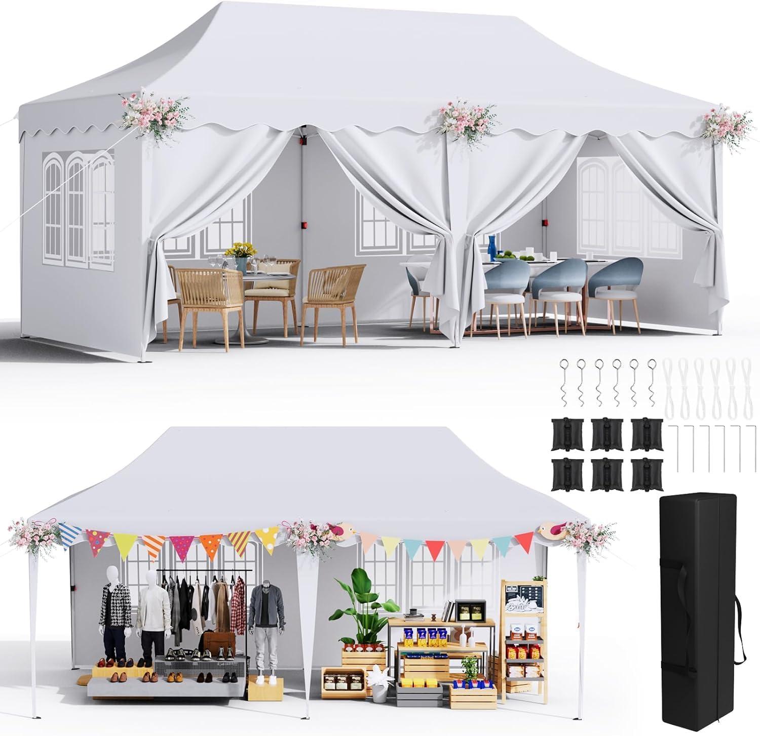 LIFERUN Faltpavillon 3x6 für Hochzeiten, Camping, Märkte und Terrasse