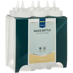 METRO PROFESSIONAL Quetschflasche hs024, Polyethylen/Polypropylen, Ø 7 x 26.5 cm, 760 ml, mit Verschlusskappe, transparent, 6 Stück