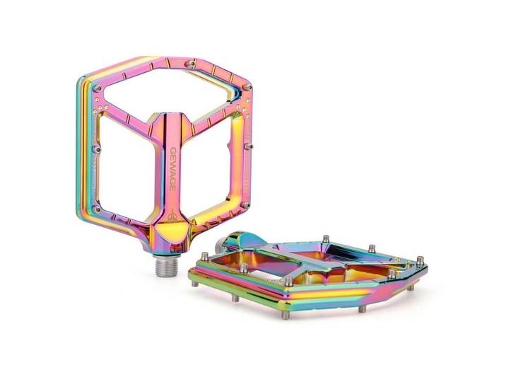 Fahrradpedale CNC-Aluminium Rainbow Glossy 14 Pins, Mehrfarbig, Metall, 11x1.5x12 cm, Freizeit & Co, Sport & Fitness, Fahrräder, Fahrradzubehör