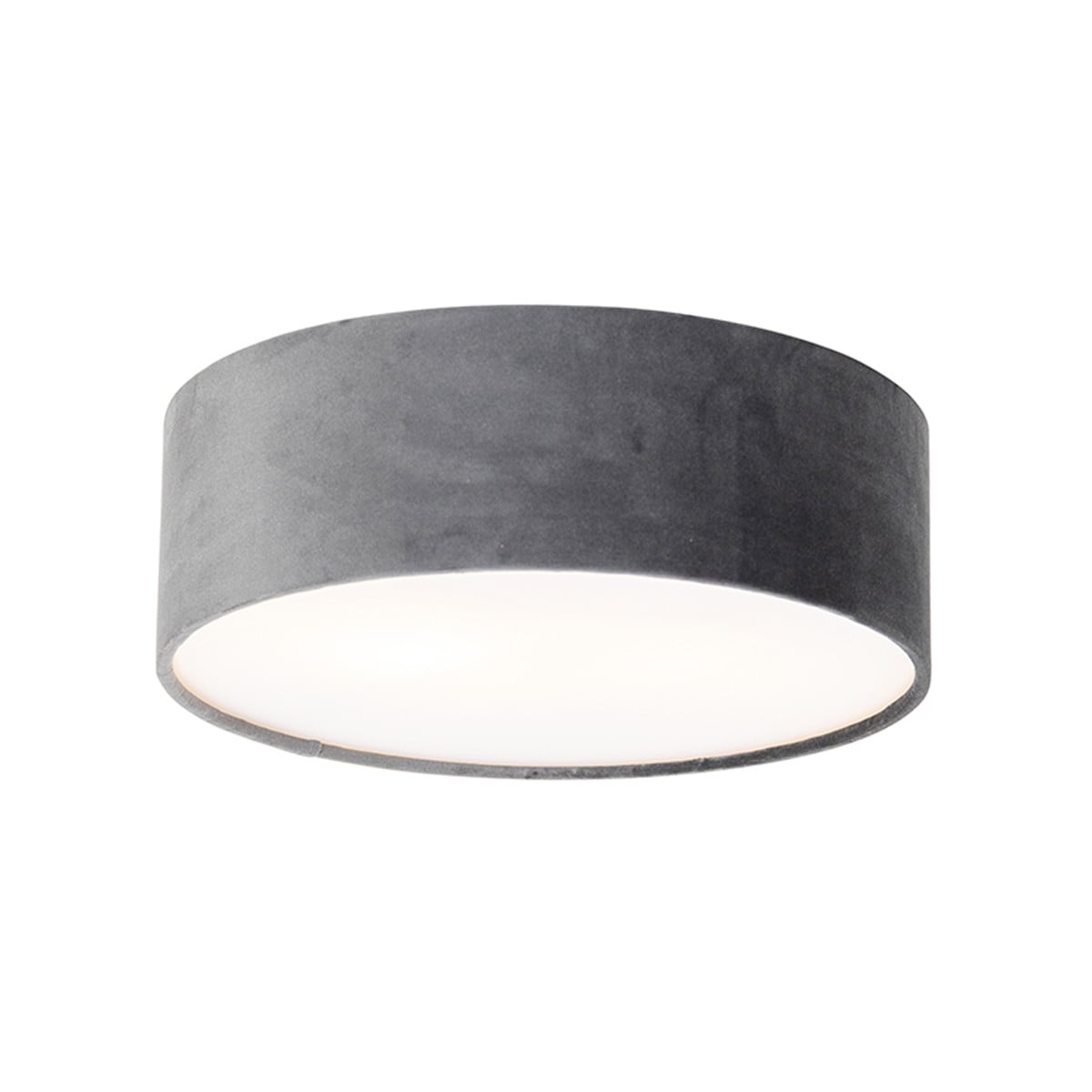 Qazqa Moderne Plafondlamp Drum - Grijs met Goud/Messing - Diameter: 30 cm