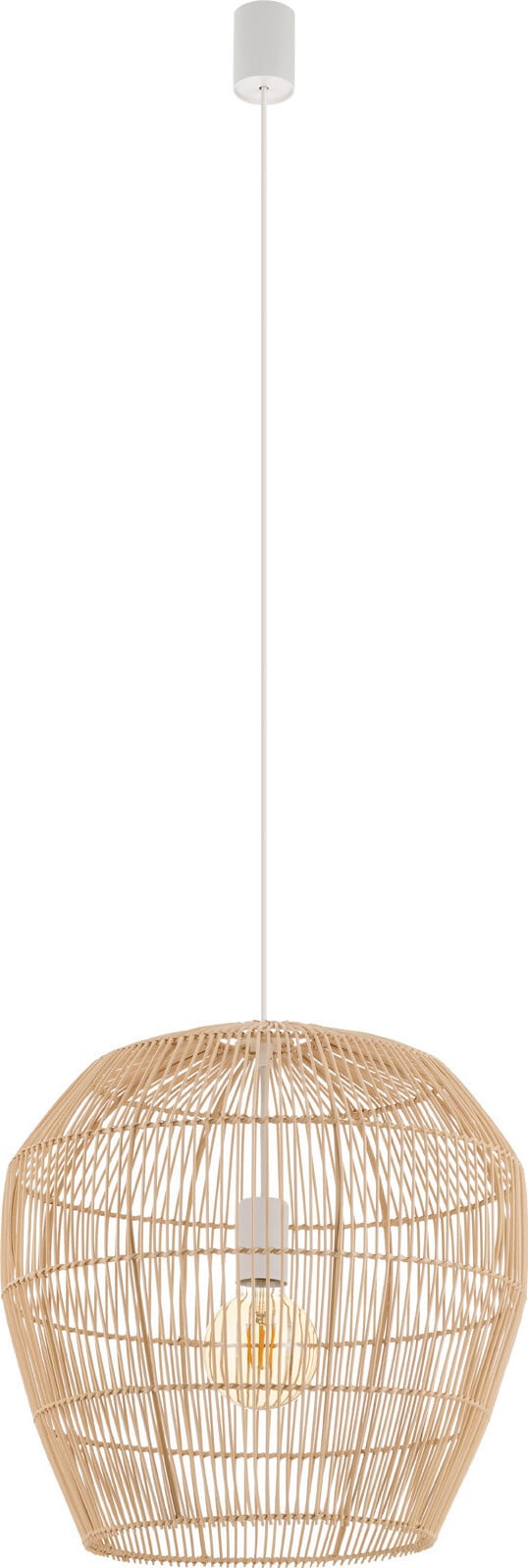 Lyora Haiti S Rotan Hanglamp Beige/Wit, Diameter: 43 cm, Hoogte: 160 cm