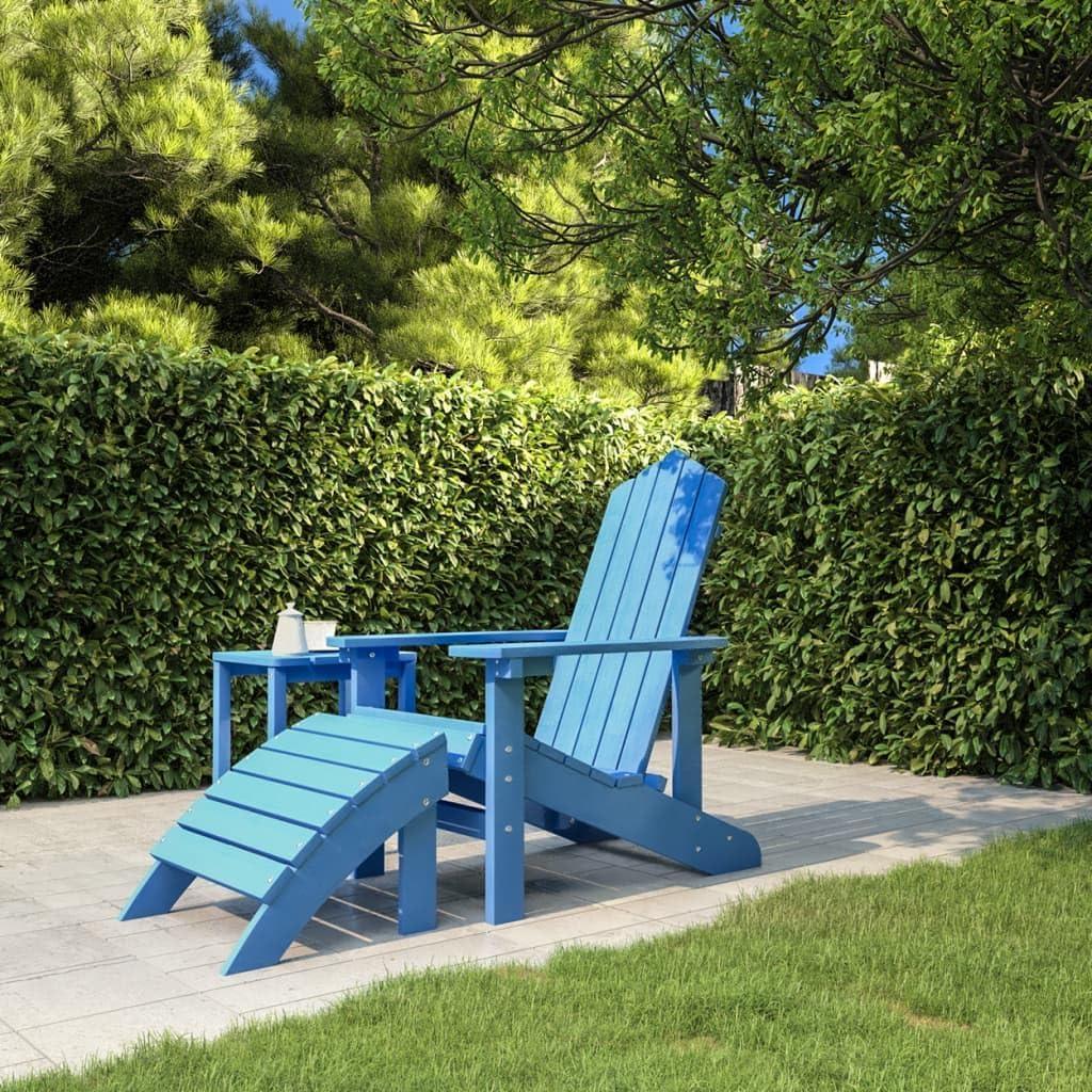 Garden Adirondack-Stuhl mit Fußhocker aus HDPE in Aquablau