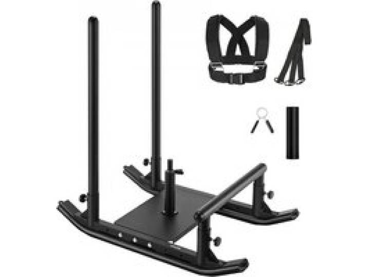 VEVOR Gewichtsschlitten Kraftschlitten Krafttrainingsschlitten zur Verbesserung der Geschwindigkeit bei sportlichen Übungen, Fitnessgerät mit Griff, kompatibel mit 25/51 mm Gewichtsscheiben Schwarz