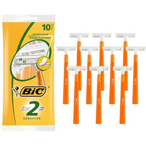 Bic Nassrasierer 2 Sensitive, Einwegrasierer, für Herren, 2-fach Klinge, 10 Stk