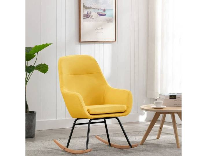 Chaise Allaitement Jaune - Magnifique Chaise à bascule - accoudoir - Jaune moutarde Tissu 61x80 5x89cm CL3368925