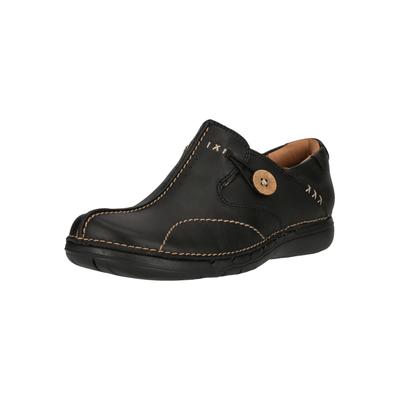 Slipper CLARKS "Un Loop", Damen, Gr. 37, schwarz, Leder, Schuhe Slipper, im praktischen Slip On-Design