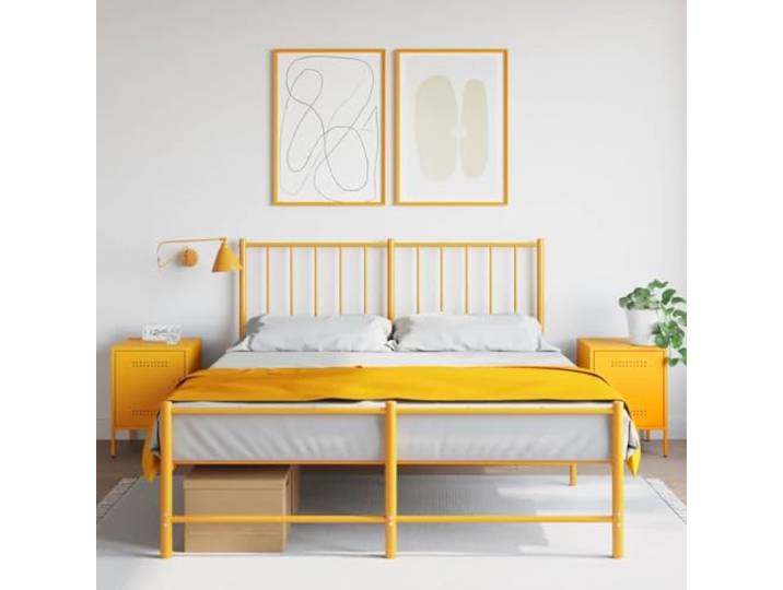 HEFZGDB Nachttische 2 STK. Senfgelb 36x39x50,5 cm Stahl Industriestil Multifunktionaler Schubladenschrank Stauraum Organizer