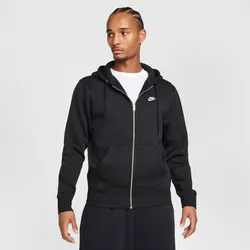Nike CLUB Herren Fleece-Hoodie mit durchgehendem Reißverschluss Schwarz/Weiß - XXL