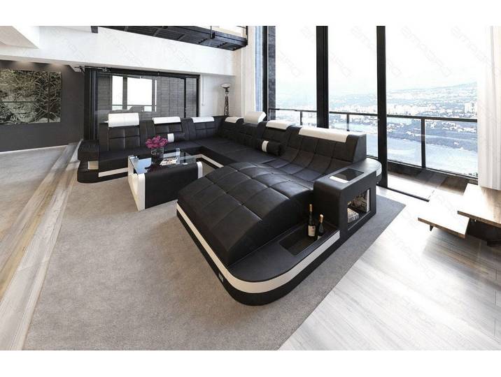 Wohnlandschaft Wave XXL U-Form in Leder