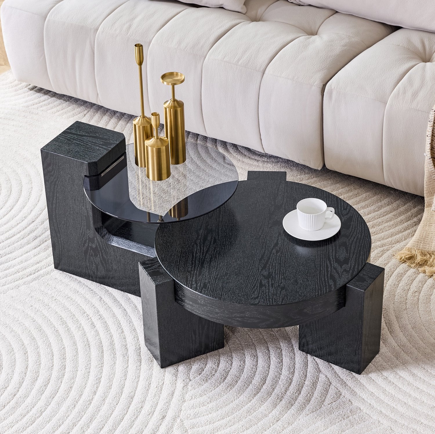 CHICFURN Salontafelset - 2-delig - rond - zwart
