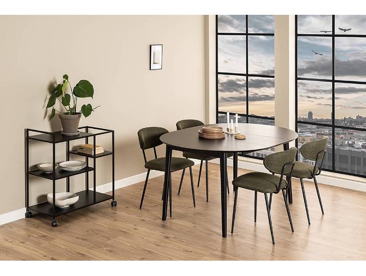 Table extensible ronde Paintru Ø 115cm Noir/Chêne noir