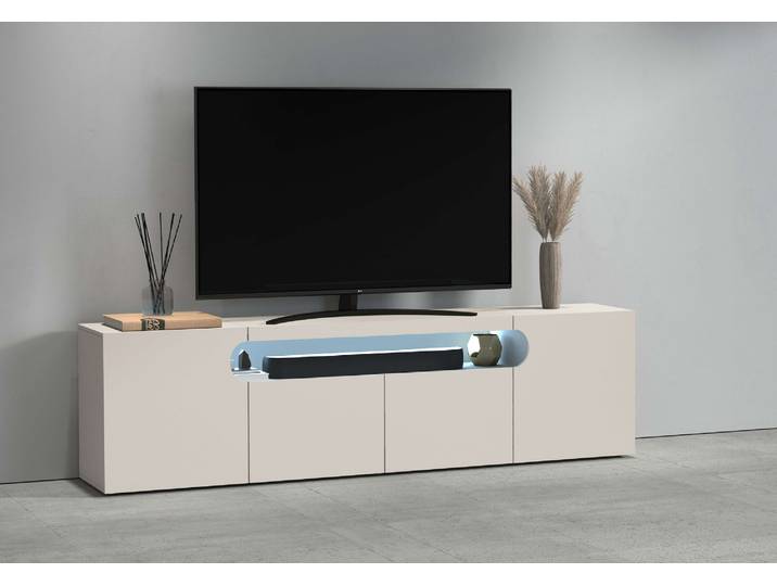 Lowboard GOODPRODUCT REAL,Lowboard,TV-Kommode,TV-Möbel,TV-Bank , kaschmir, B:200cm H:60cm T:40cm, Sideboards, Lowboard, Mit 4 Türen, davon 2 abgerundet, die ein ovales offenes Fach bilden