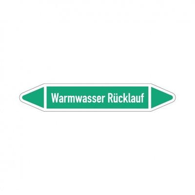 Aufkleber I RKZ-Etikett Warmwasser Rücklauf,DIN 2403,grün/weiß,für Ø 15-25mm,96x17mm,8/Bogen