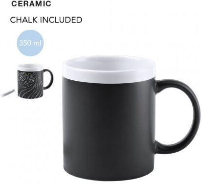 Tazza ceramica lavagna 350ml con gesso e bordo colorato - BravoGadget Personalizzate o neutre
