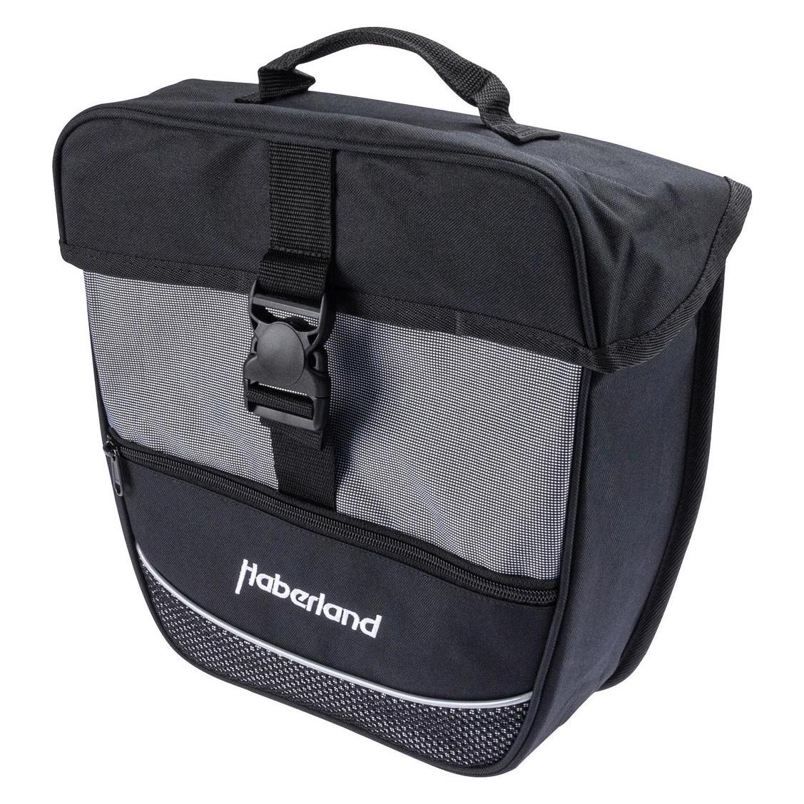 Haberland Fahrradtasche Einzeltasche Einsteiger-Serie, Schwarz-Silber, 30 x 32 x 13 cm, 12.5 Liter (12.50 l, Gepäckträgertasche) (130006 15)