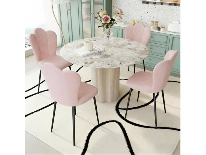 MIPAN. Lot de 4 Chaise Scandinave - Chaise Salle a Manger Tissu - Haut Dos 43cm - Pour Salle à Manger Salon Cuisine - Rose