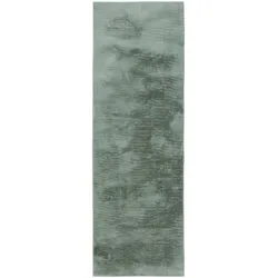 benuta Basic - Kunstfell-Teppich Furry Grün 80x250 cm