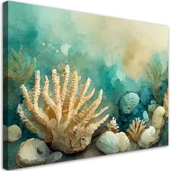 WANDBILD muscheln türkis