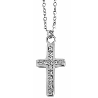 Kette mit Anhänger ADELIA´S "Damen Edelstahl Ankerkette Halskette mit Anhänger Kreuz", weiß (weiß, kreuz), Halsketten, Damen, Edelstahl