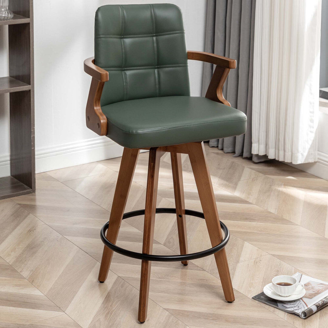 Blue Elephant Corrales Swivel Bar Stool Green Counter Stool (68cm Seat Height)