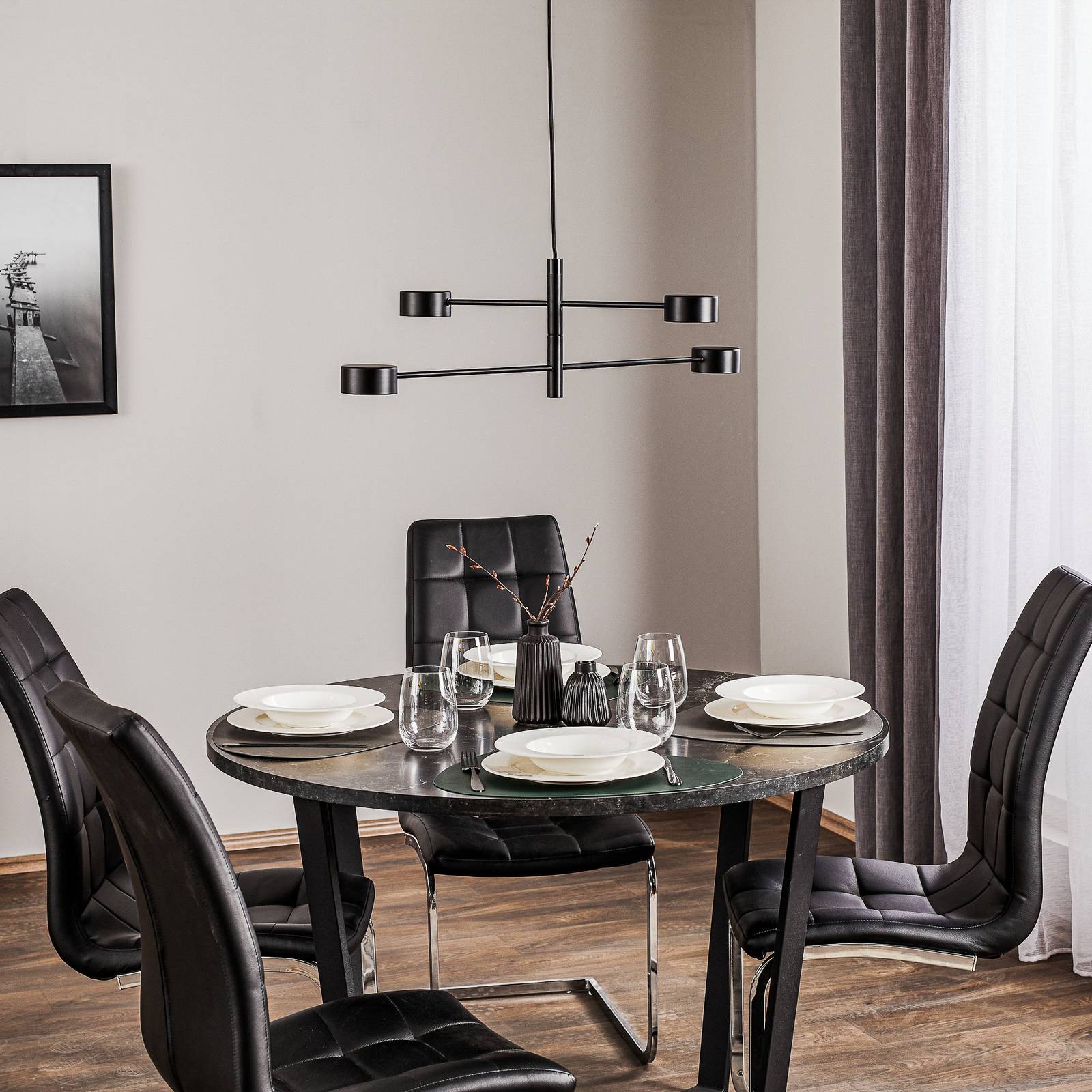Nordlux Pendant Light Clyde, dimmable, Black, Living / Dining Room, metal, Modern, Ceiling Light