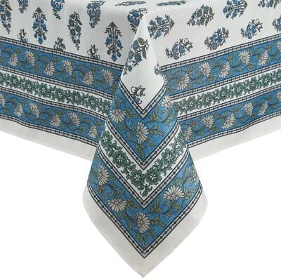 Threadmade Tropez Block Print Stain & Water Resistant Indoor/Outdoor Tablecloth