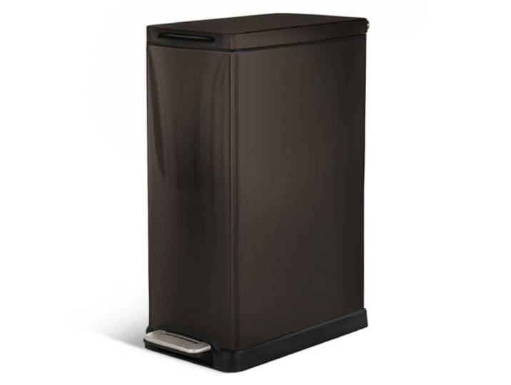 Home Zone Living Schlanker Küchenabfalleimer mit langsam schließendem Deckel und Trittpedal, Edelstahl, Schwarz, 45 Liter, Gen 2