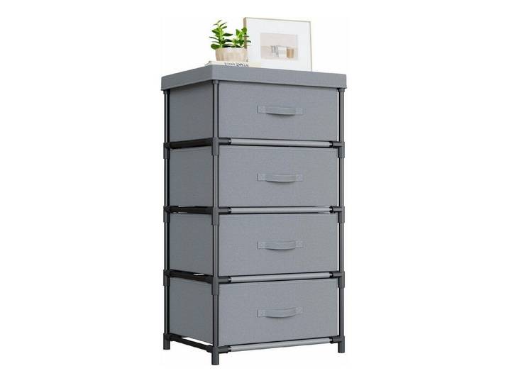 LuxusKollektion Kommode Kommode Schubladen Stoff 4 Aufbewahrung Schlafzimmer Flur Grau (1 St)