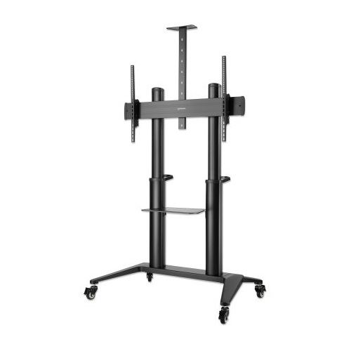 MANHATTAN Aluminium Multimedia TV-Ständer auf Rollen für Bildschirme 177,8-304,8cm 70-120Zoll bis zu 140kg neigbar zwei Fachböden