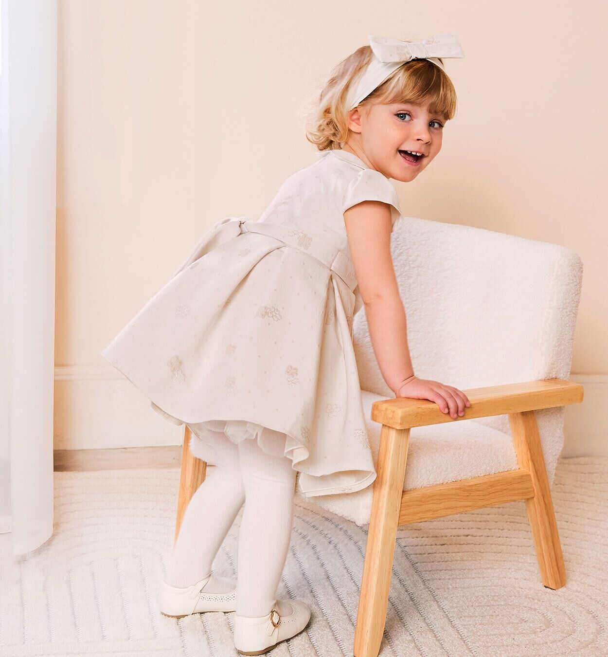 Sommerkleid MINIBANDA "BABY GIRL LAY DRESS", Mädchen, Gr. 74, EURO-Größen, weiß (sanftes weiß), 95% Polyester, 5% Elastan – 95% Baumwolle, 5% Elastan, Kleider Sommerkleid