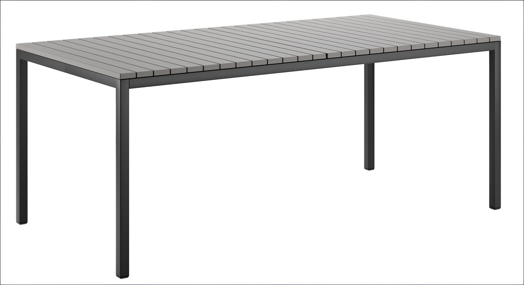 Grauer Holztisch Designer Metallgestell Exklusiver Gartentisch Möbel
