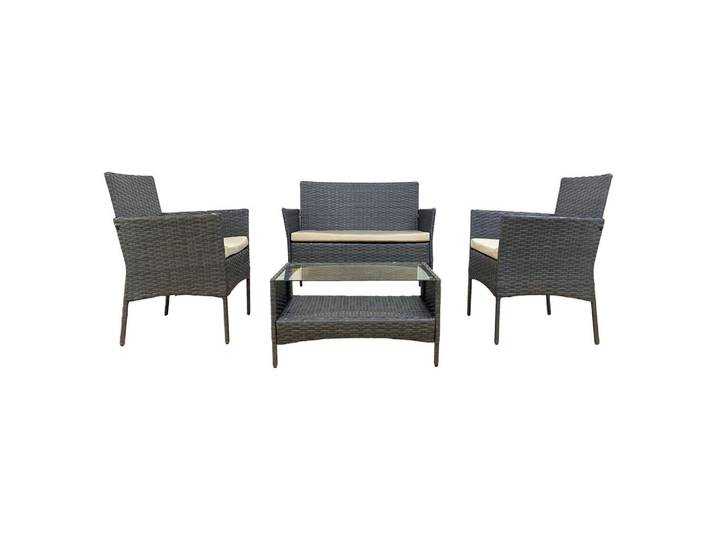 Mobili Rebecca Garten Lounge Grau 56/96/82 cm, Metall, Gartenmöbel, Gartengarnituren, Gartenmöbel-Sets