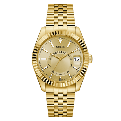 Quarzuhr GUESS "JADEN", gold (goldfarben), Armbanduhren, Herren, Quarzuhr, Armbanduhr, Herrenuhr, Edelstahlarmband, Datum