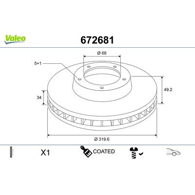 VALEO Bremsscheibe 672681 Vorderachse belüftet 320mm 34mm für INFINITI