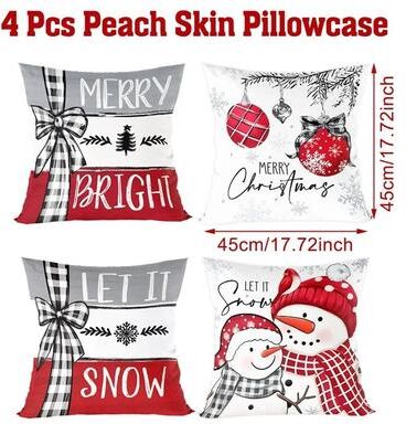 Uplift Treasures Merry Christmas Decorative Pillow Cover Set 4pcs style 1