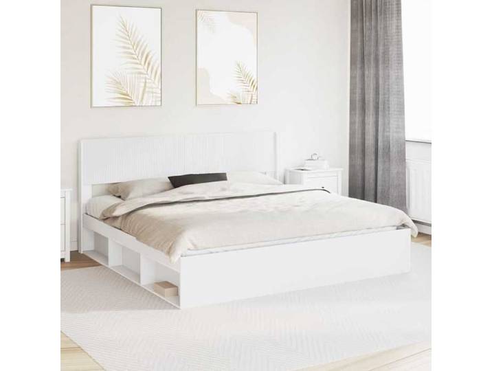 Cadre de lit avec rangement et tête de lit Blanc 200 x 200 cm