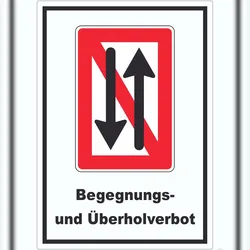 HB-Druck Begegnen und überholen verboten Symbol und Text Aufkleber A1 (594x841mm)