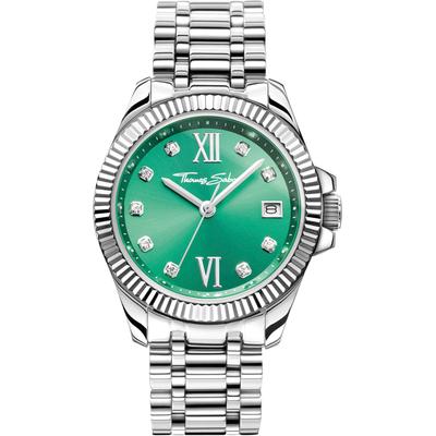 Quarzuhr THOMAS SABO "DIVINE", silber (silberfarben, grün), Armbanduhren, Damen, Quarzuhr, Armbanduhr,Damenuhr,Mineralglas m. Saphirbeschichtung,Edelstahlarmband