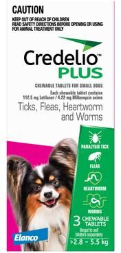 Credelio Plus For Small Dog 2.8-5.5kg (Pink) 6 Chews