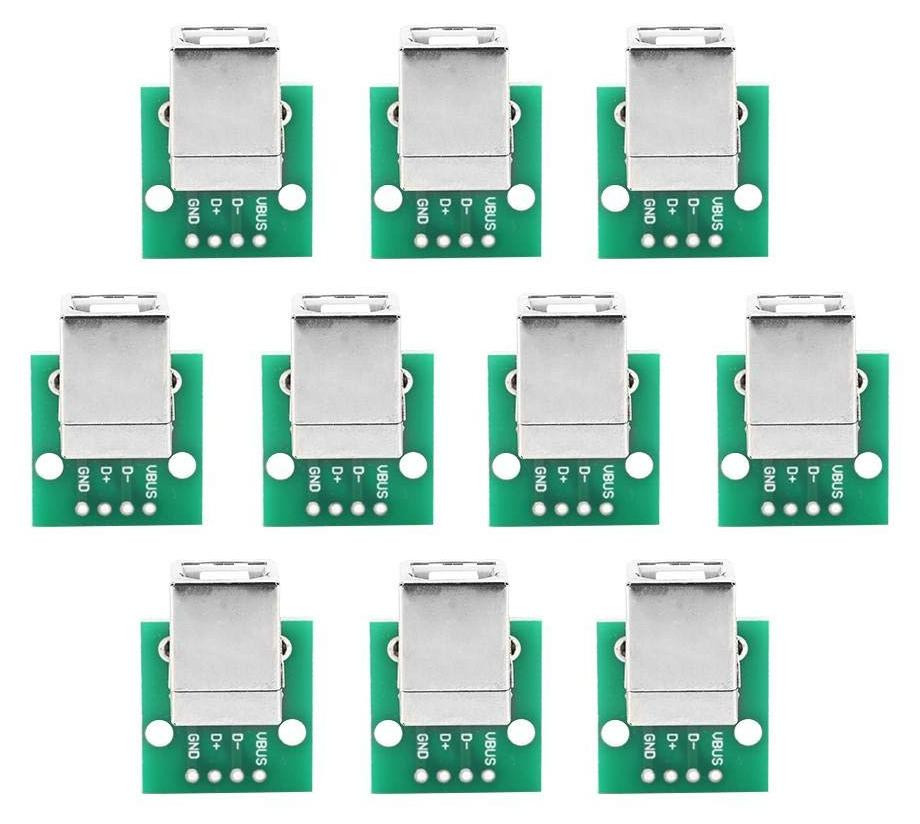 Dripio Breakout Board met 10x USB Type B poorten en 2,54 mm adapter DIP