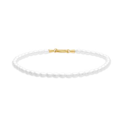 Fußkette TAMARIS "Pearl Charms", weiß (gelbgoldfarben, weiß), Fußketten, Damen, Edelstahl Perlen, Edelstahl, Perlen, mit Glasperle