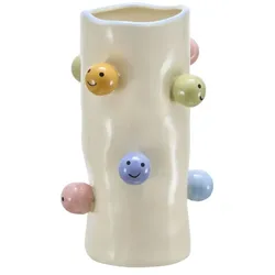 Vase Smiley   , weiß , Porzellan , Maße (cm): H: 26,5  Ø: 16
