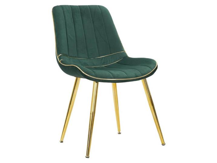 Chaise Paris verte et or en tissu avec pieds dorés – lot de 2