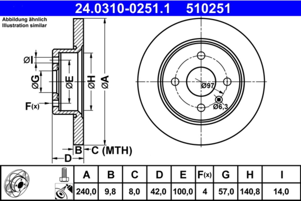 Bremsscheibe ATE PowerDisc 24.0310-0251.1, 1 Stück