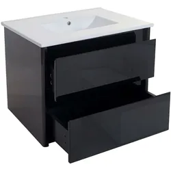 Waschbecken + Unterschrank MCW-B19, Waschbecken Waschtisch Badezimmer, hochglanz 50x80cm ~ schwarz